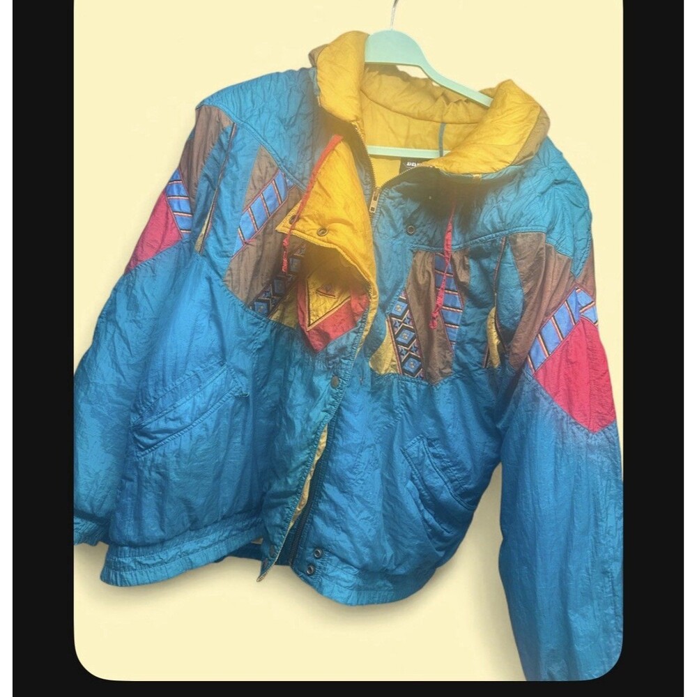 Vintage Urban Outfitters Colorblock Windbreaker Jacket Size L Teal 80s 90s Style